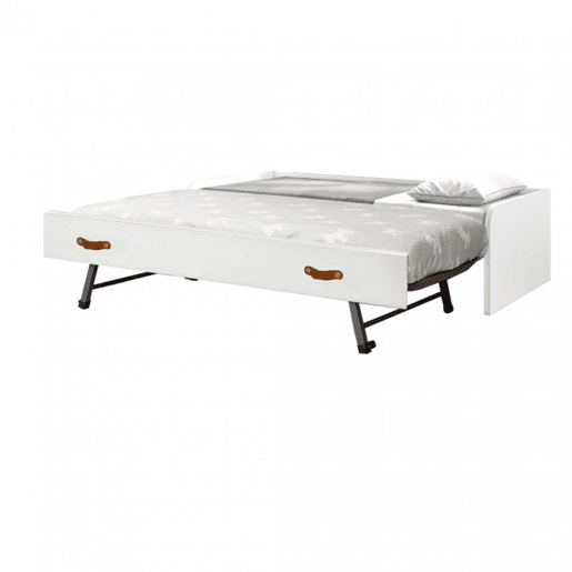 Cama + cama elevável em aglomerado branco com estrado de 9090 cm Cama + cama elevável em aglomerado branco com estrado de 9090 cm
