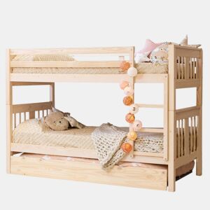 Beliche + cama extraível madeira branca lavada 90x190cm