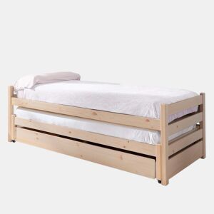 Cama nido tripla de madeira branco lavado 90x200 cm