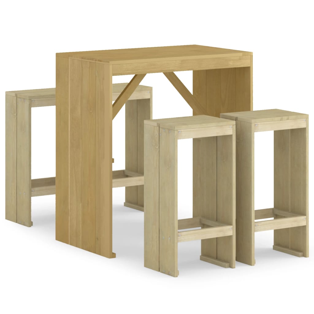 Juego de bar de jardin 5 piezas madera de pino impregnada