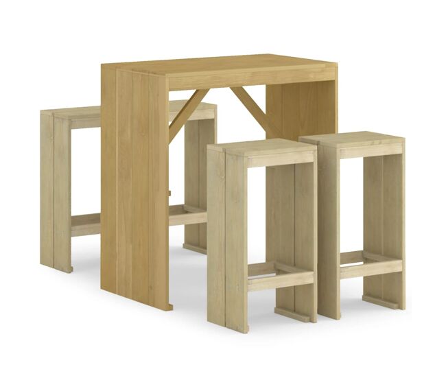 Juego de bar de jardin 5 piezas madera de pino impregnada