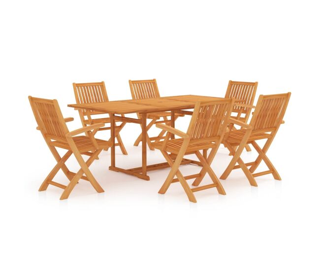 Conjunto de comedor de jardín 7 piezas madera maciza de teca