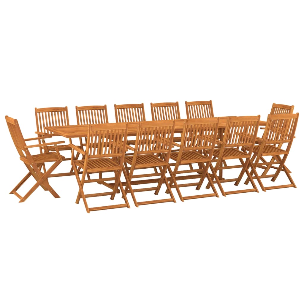 Set de comedor para jardín 13 piezas madera maciza de acacia