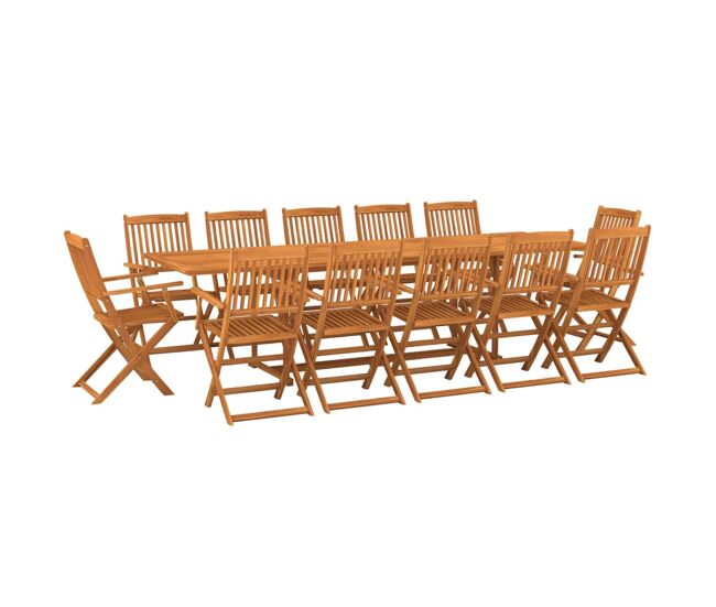 Set de comedor para jardín 13 piezas madera maciza de acacia