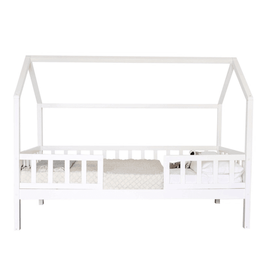 Cama casinha com grades madeira branca 90x190 cm