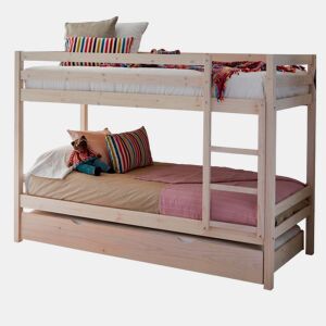 Beliche + cama extraível de madeira branco lavado 90x190cm