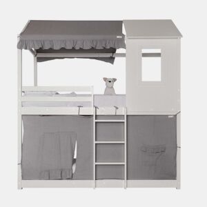 Cobertura do beliche Montessori em algodão cinzento 90x196cm