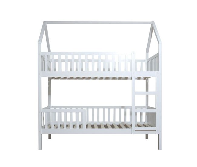 Litera casita madera blanco 90x190/90x190cm