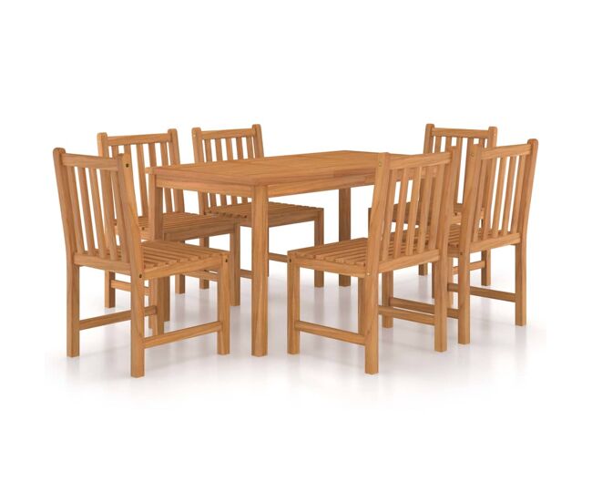 Conjunto de comedor de jardín 7 piezas madera maciza de teca