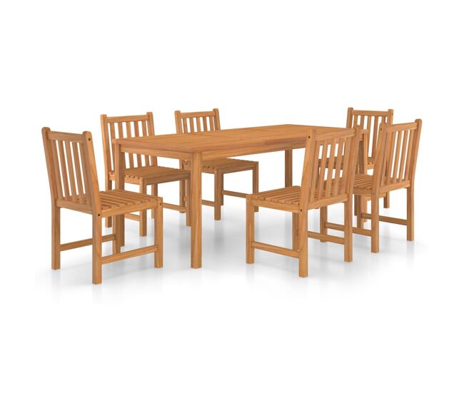 Conjunto de comedor de jardín 7 piezas madera maciza de teca