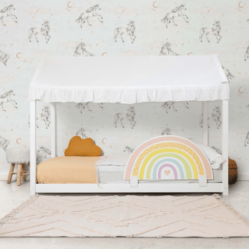 Cobertura da cama Montessori em algodão branco 40x200,5x100cm