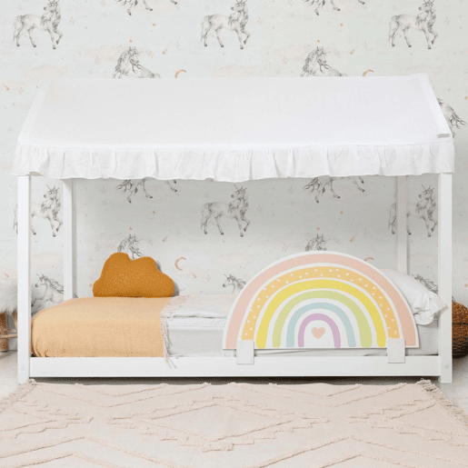 Cobertura da cama Montessori em algodão branco 40x200,5x100cm
