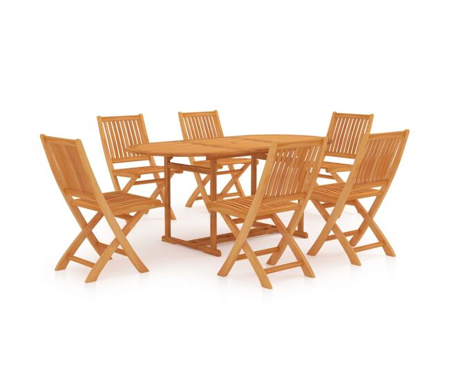 Conjunto de comedor de jardín 7 piezas madera maciza de teca