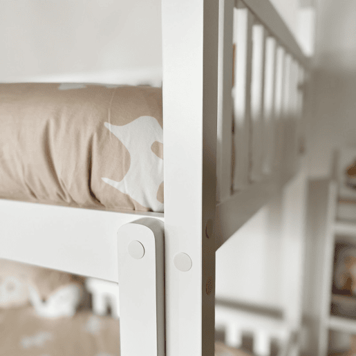 Beliche casinha + cama elevável em madeira branca 90x19090x190cm