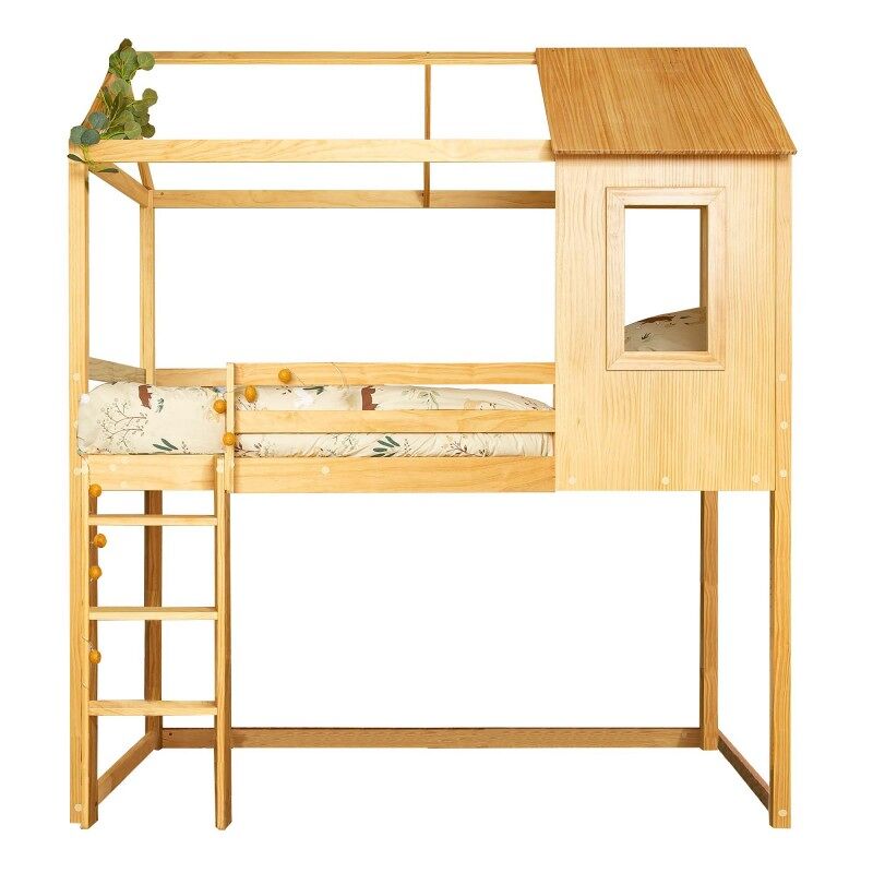 Cama alta madera pino 189.5x197x97 cm