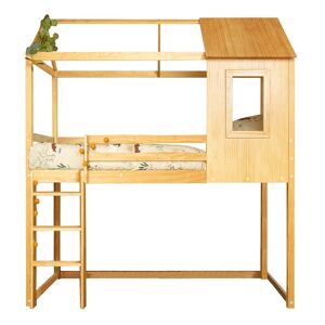 Cama alta em madeira pinho 189,5x197x97 cm