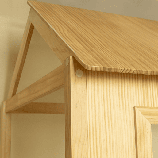 Cama alta em madeira pinho 189,5x197x97 cm