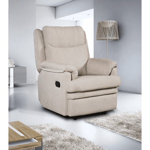 Poltrona reclinável manual Relax com apoio para os pés, 83x101x105 cm, cor bege.