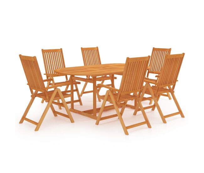 Conjunto de comedor de jardín 7 piezas madera maciza de teca