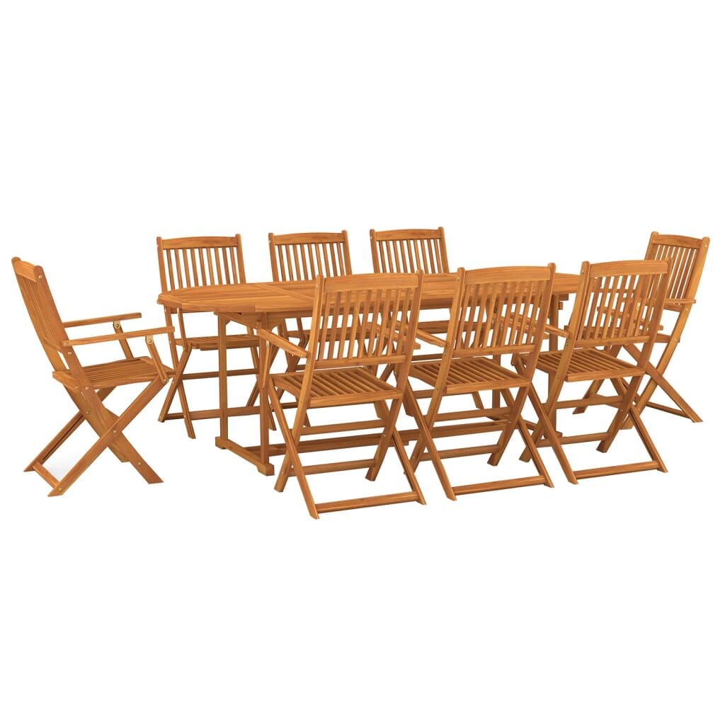 Set de comedor para jardín 9 piezas madera maciza de acacia