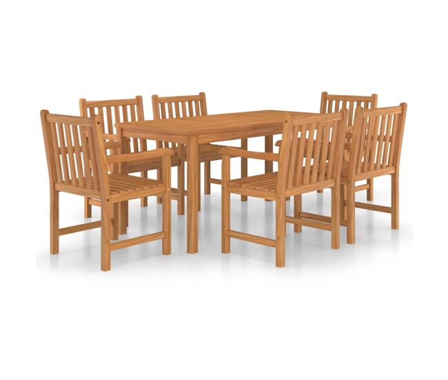 Conjunto de comedor de jardín 7 piezas madera maciza de teca
