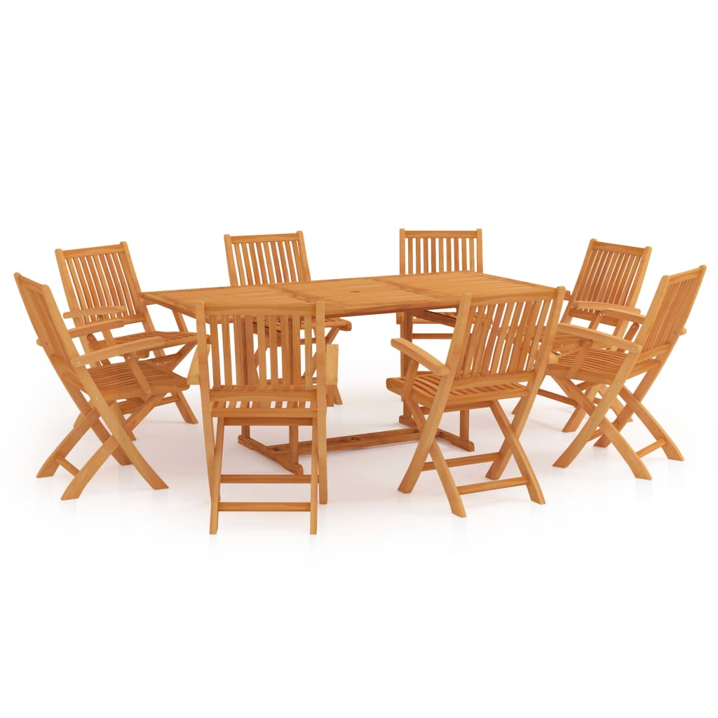 Conjunto de comedor de jardín 9 piezas madera maciza de teca