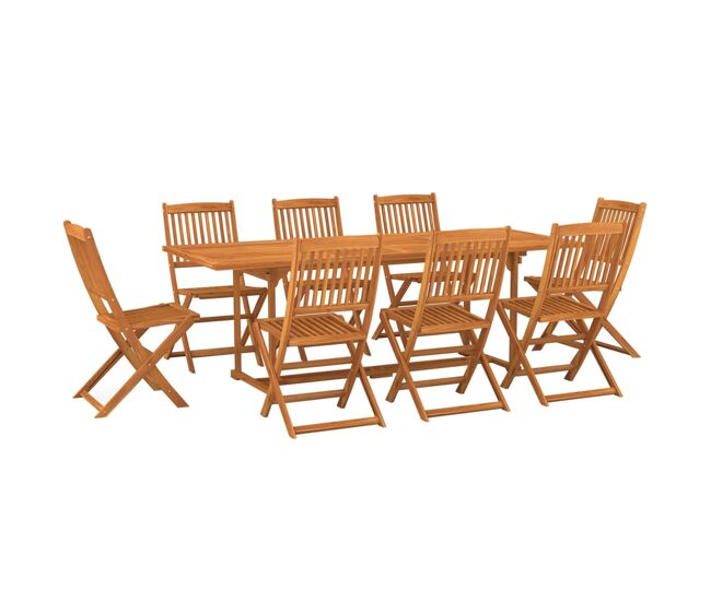 Set de comedor para jardín 9 piezas madera maciza de acacia
