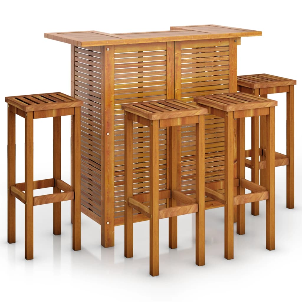 Juego muebles de bar para jardin 5 piezas madera maciza de acacia