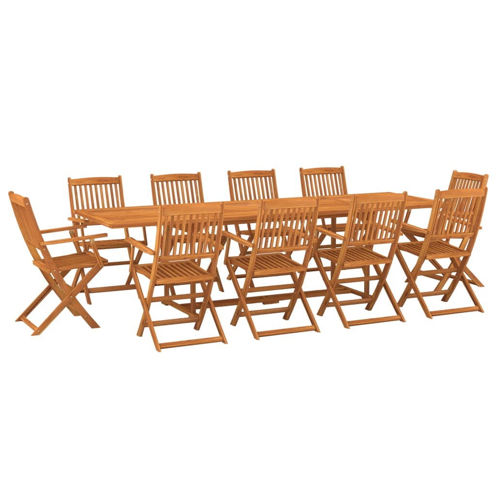 Set de comedor para jardín 11 piezas madera maciza de acacia