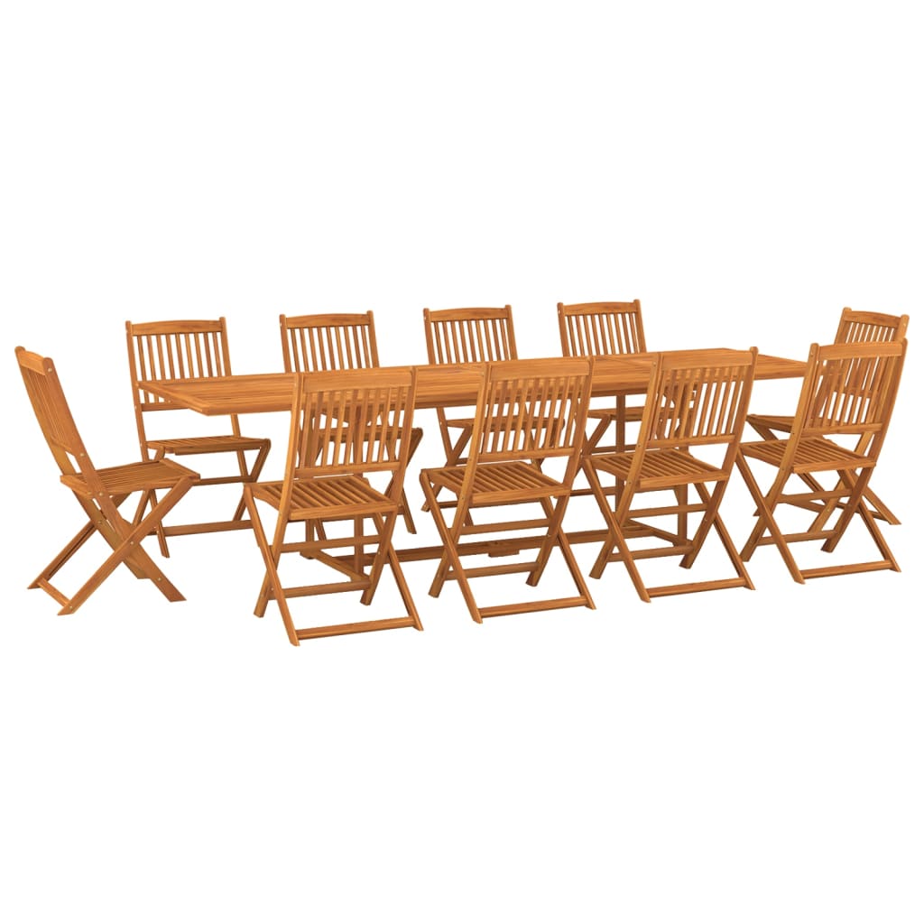 Set de comedor para jardín 11 piezas madera maciza de acacia