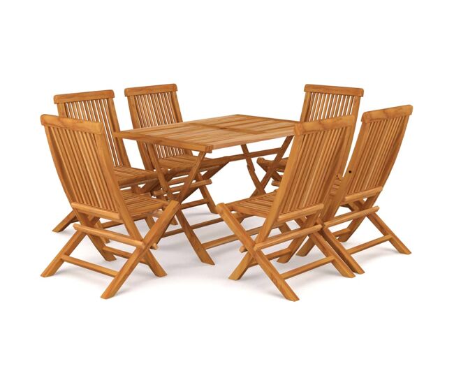 Conjunto de comedor de jardín 7 piezas madera maciza de teca