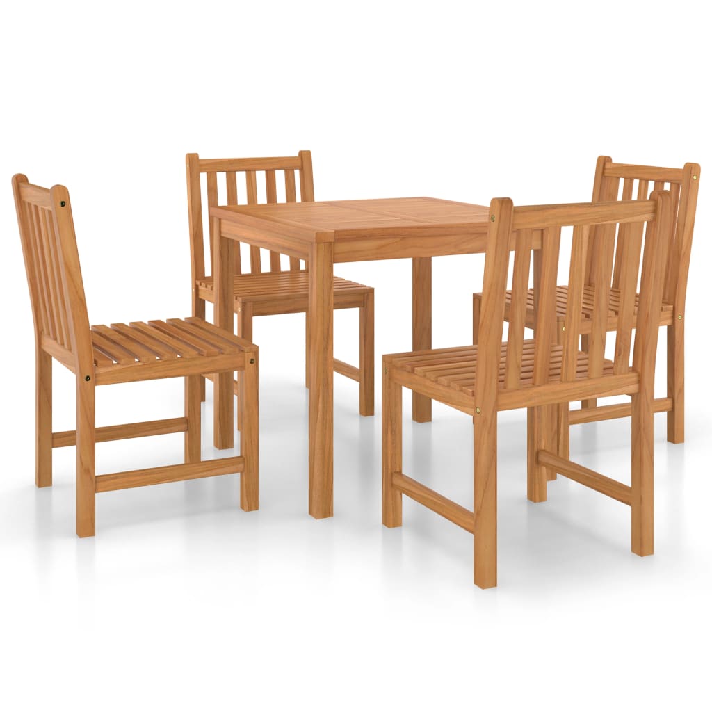 Conjunto de comedor de jardín 5 piezas madera maciza de teca