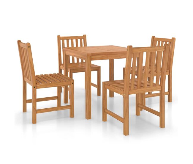 Conjunto de comedor de jardín 5 piezas madera maciza de teca