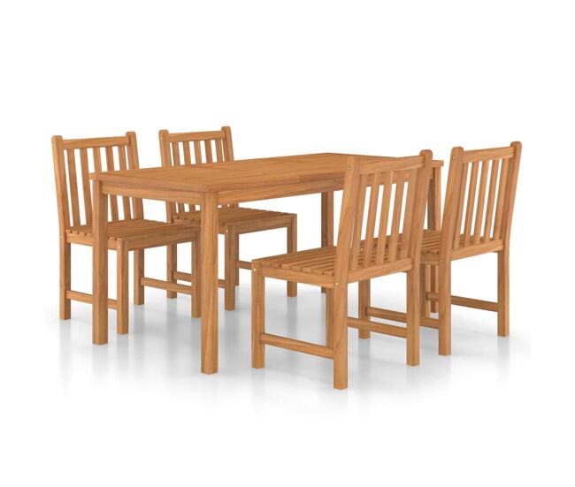 Conjunto de comedor de jardin 5 piezas madera maciza de teca