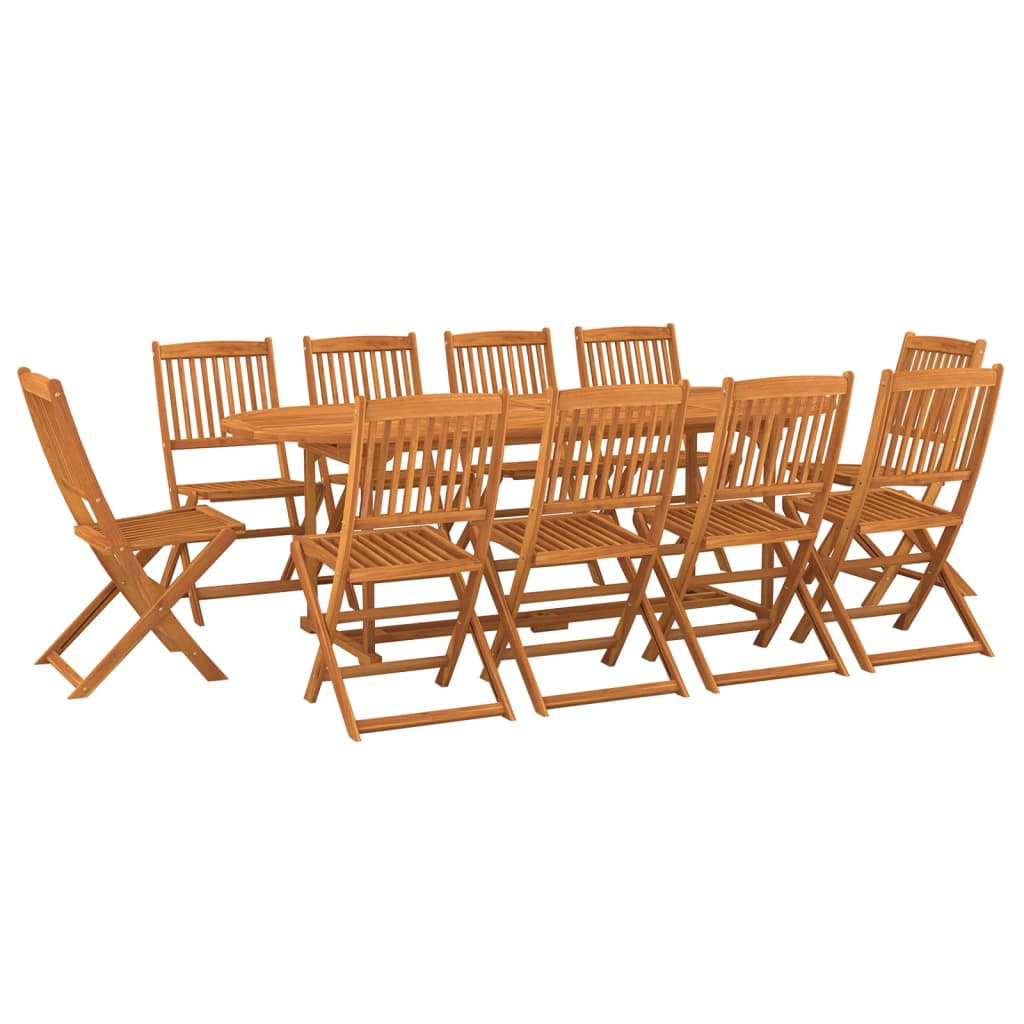 Set de comedor para jardín 11 piezas madera maciza de acacia