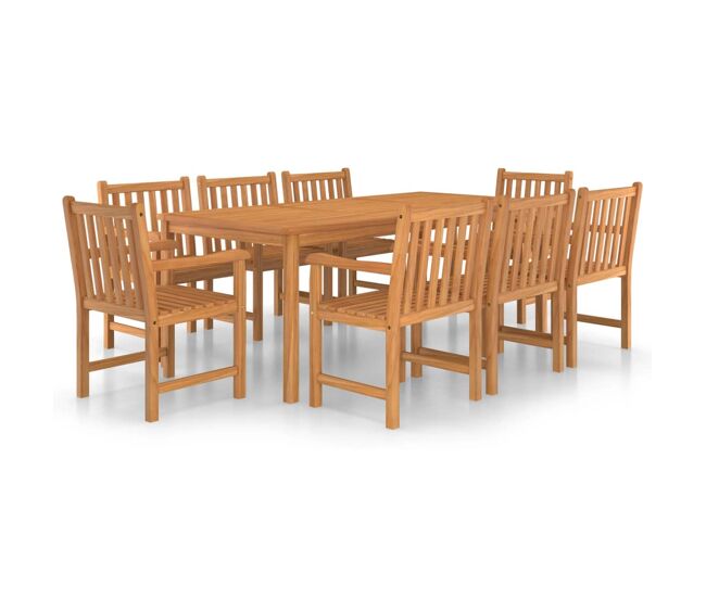 Conjunto de comedor de jardín 9 piezas madera maciza de teca