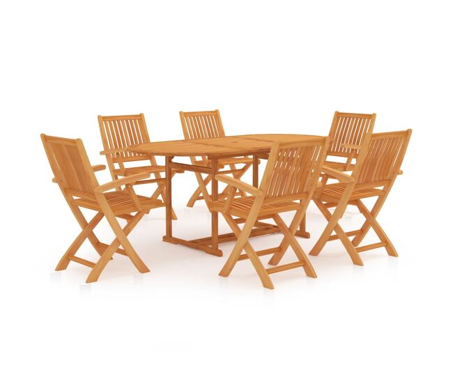 Conjunto de comedor de jardín 7 piezas madera maciza de teca
