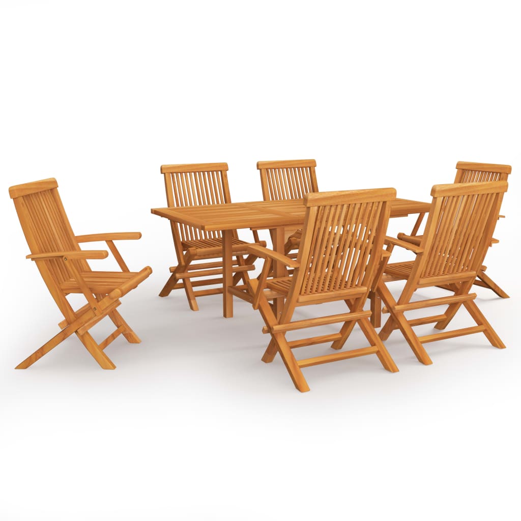 Conjunto de comedor de jardín 7 piezas madera maciza de teca