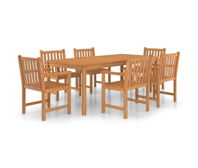 Conjunto de comedor de jardín 7 piezas madera maciza de teca