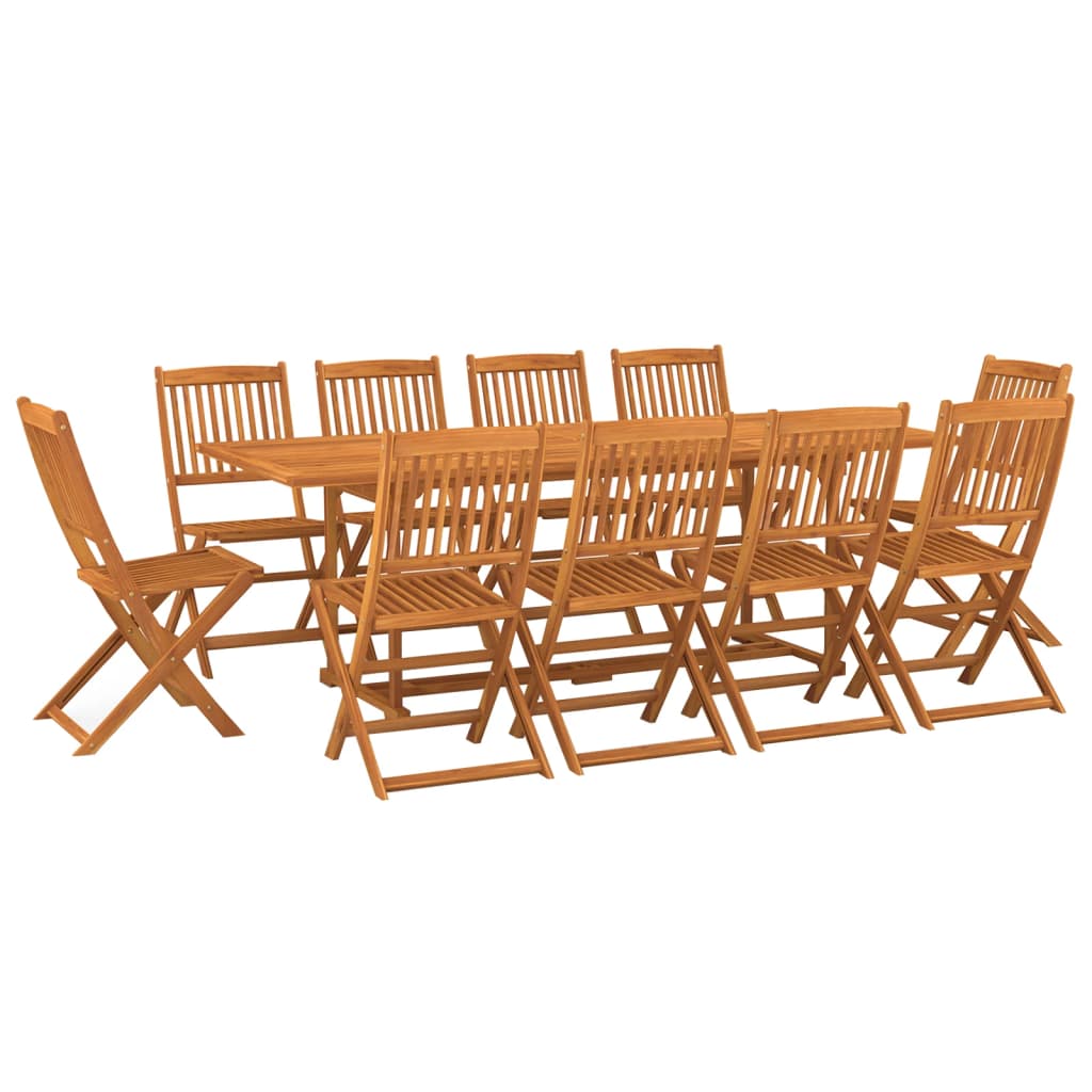 Set de comedor para jardín 11 piezas madera maciza de acacia