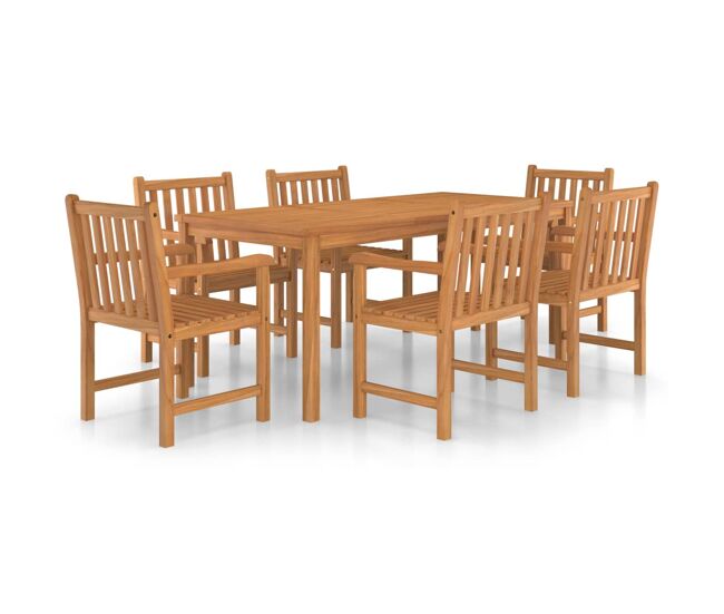 Conjunto de comedor de jardín 7 piezas madera maciza de teca
