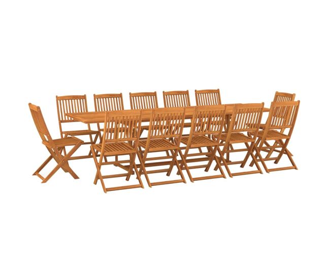 Set de comedor para jardín 13 piezas madera maciza de acacia