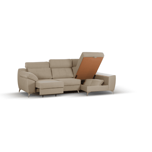 Sofá-cama Elegance Bege com Chaise Longue Direita
