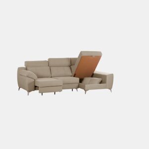 Sofá-cama Elegance Bege com Chaise Longue Direita