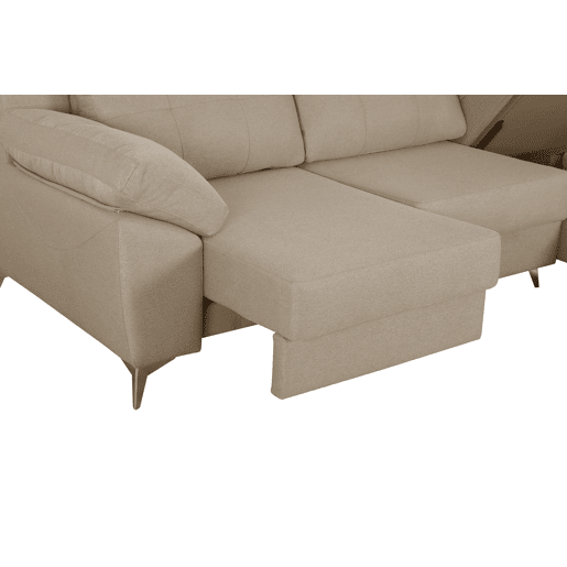 Sofá-cama Elegance Bege com Chaise Longue Direita