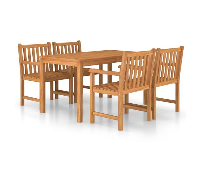 Conjunto de comedor de jardin 5 piezas madera maciza de teca