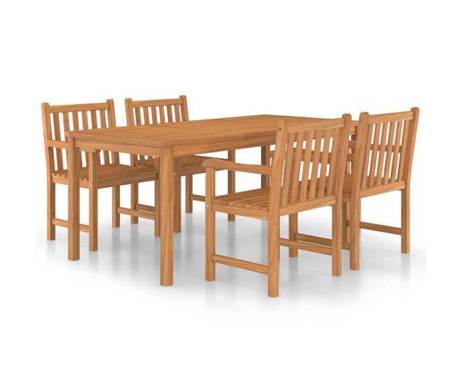 Conjunto de comedor de jardin 5 piezas madera maciza de teca