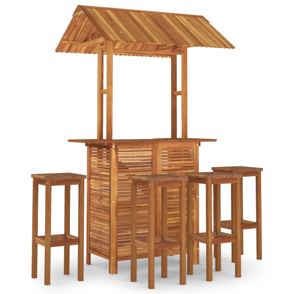Juego muebles de bar de jardin 5 piezas madera maciza de acacia