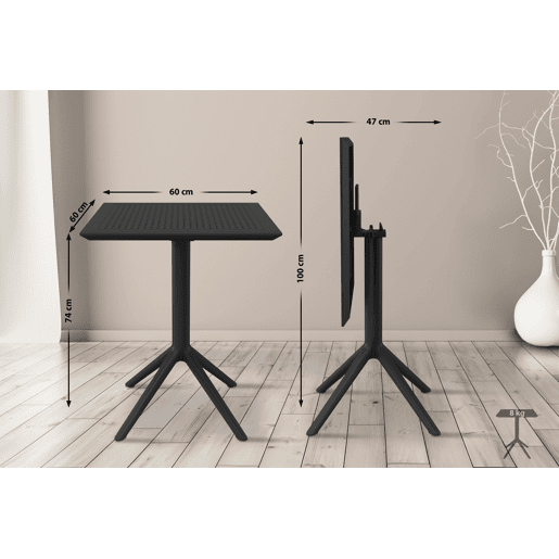 Mesa plegable Sky Plástico Negro 60X60X74 cm