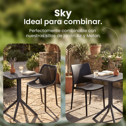 Mesa plegable Sky Plástico Negro 60X60X74 cm